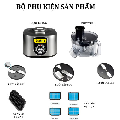 Máy thái rau củ quả đa năng chuyên nghiệp thương hiệu Mỹ cao cấp Septree ANS-A5 - Công suất 600W - Hàng Nhập Khẩu