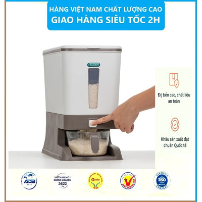 Thùng Đựng Gạo, Ngũ Cốc Thông Minh Kèm Cốc Vo Gạo 2in 1