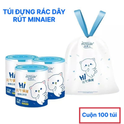 Túi Đựng Rác, Cuộn 100 Túi Có Quai Rút, Tự Huỷ Sinh Học, Kích Thước 45 x 50 cm, Siêu Dai, Chịu Nhiệt. TakyHome 5625