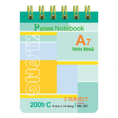 Sổ lỗ kép Klong A7 200tr Bìa Nhựa KLONG; MS: 301