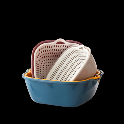 Bộ 6 rổ nhựa kèm chậu tiện lợi, kiểu dáng bắt mắt gọn gàng, vô cùng tiện lợi cho gian bếp của mọi gia đình (Màu ngẫu nhiên)