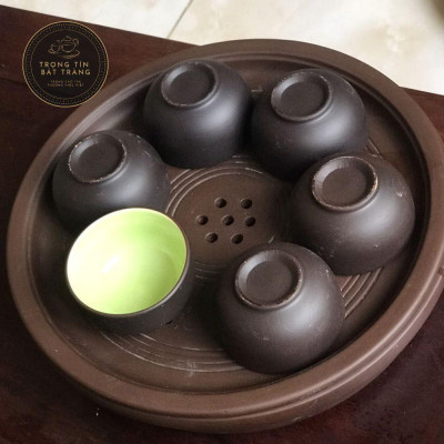 Bộ Ấm Chén Trà Đạo Gốm Tử Sa Bát Tràng Đắp Nổi Hoa Phù Dung Dáng Thủy Bình Dung Tích 400ml (Bộ Ấm Chén) ATSML 02.2