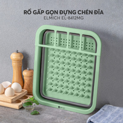 Rổ đựng chén đĩa gấp gọn Elmich EL8412 - Hàng Chính Hãng