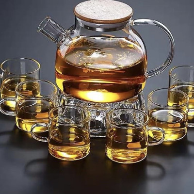 BỘ ẤM CHÉN PHA TRÀ THỦY TINH CAO CẤP KÈM CHÂN ĐẾ TRÒN_AVN60