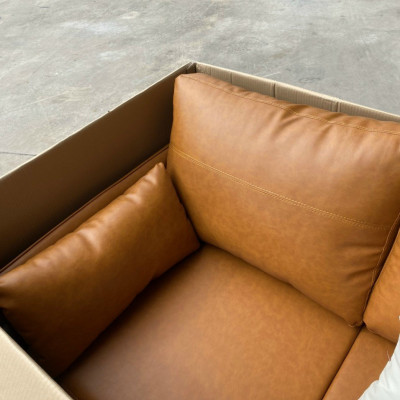 Sofa da xuất khẩu Tundo màu cam đất 200 x 85 x 85 cm