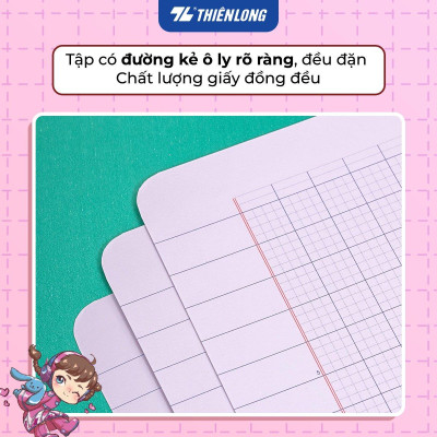 Combo 5/10 Tập học sinh chống lem 48 trang 4 ô ly vuông 2.5mm 120gsm Thiên Long NB-119/AK - PB Akooland - Mẫu ngẫu nhiên
