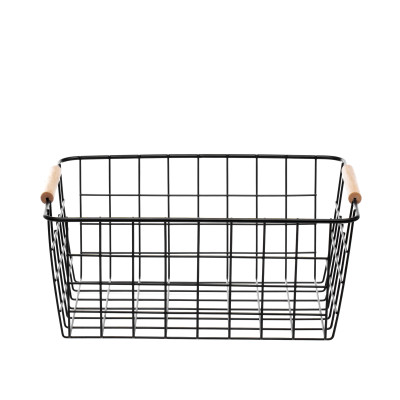 Giỏ kim loại đựng đồ đa năng, tay cầm gỗ_ Hàng nhập khẩu chính hãng.