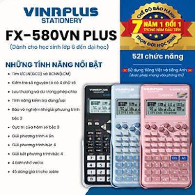 [Hàng Bán Chạy] Máy tính học sinh Fx-580VN PLUS Bảo Hành 7 Năm