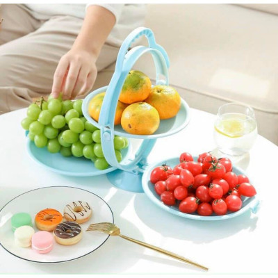 Khay Đĩa Mứt Gấp Gọn Để Bàn - Tích Hợp 3 đĩa Đựng Hoa Quả, Bánh Kẹo, Mứt Tết - Chất Liệu Nhựa ABS Cao Cấp Chính Hãng MINIIN- Giao Màu Ngẫu Nhiên