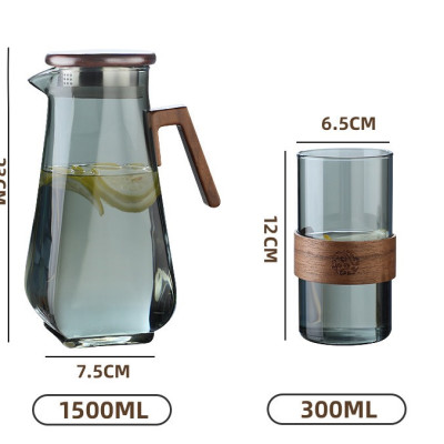 Bình và ly thủy tinh xám dung tích bình 1500ml và ly 300ml (Bình và ly bán riêng)