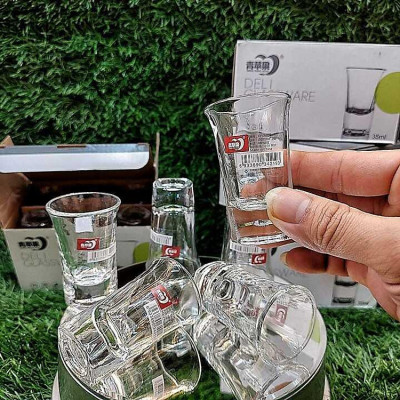 Bộ 6 Ly Uống Rượu Nhỏ 35ML Cao Cấp - Bộ 6 Chén Thủy Tinh Đế Dày Sáng Bóng - Cốc Uống Rượu Làm Từ Thủy Tinh Cao Cấp, Độ Tinh Khiết Cao, Siêu Trong