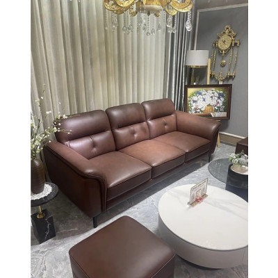 Sofa băng 100% da bò Italy Tundo màu nâu SFBCT06 hàng cao cấp chuẩn da bò nhập khẩu Ý