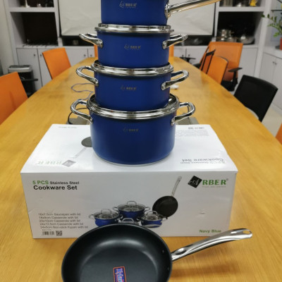 BỘ 5 NỒI CHẢO ARBER INOX NAVY