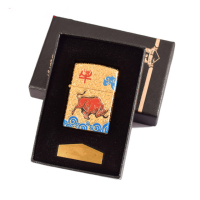 Vỏ Hột Quẹt Bật Lửa Xăng Đá Zorro Z92034B Họa Tiết Con Trâu Đẹp Độc Lạ sang trọng - Dùng Xăng Bấc Đá Cao Cấp