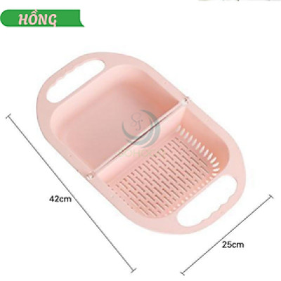 Rổ Rửa Rau Gấp Gọn Đa Năng 2 Ngăn -Rổ Rửa Thực Phẩm Kèm Thau Tiện Lợi -Rổ Nhựa Thông Minh Đa Năng Cho Nhà Bếp -Rổ Xả Nước Gập Gọn Cầm Tay -Rổ Rửa Rau Gập Gọn