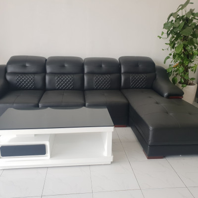 Bộ Sofa Cao Cấp Phòng Khách Lớn _ Da Hàn Quốc Màu Đen _ Sang Trọng, Hiện Đại _ Size 2800 x 1800