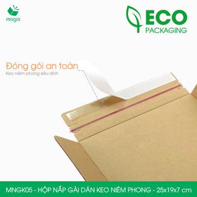 MNGK05 - 25x19x7cm - COMBO 60 HỘP CARTON NẮP GÀI HÔNG CÓ KEO NIÊM PHONG - THÙNG HỘP CARTON ĐÓNG HÀNG
