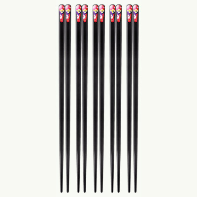 Combo 5 Đôi Đũa Thủy Tinh Đầu Đũa Vạt Xéo Trang Trí Họa Tiết Nhật Bản Phủ Bóng 