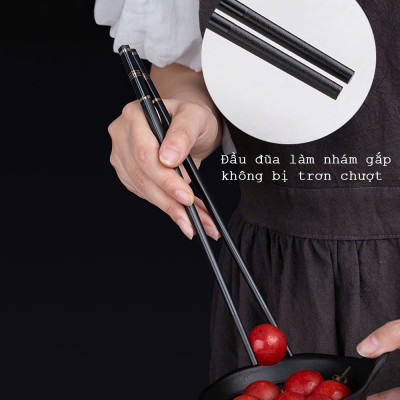 Hộp Đũa Nhật Bản 10 Đôi Đầu Sọc Viền Vàng, Kháng Khuẩn, Chịu Nhiệt Cao Sang Trọng - HÀNG CHÍNH HÃNG MINIIN