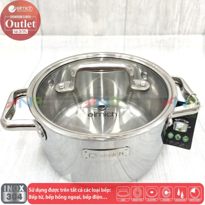 Bộ 4 Nồi Chảo Inox 304 Đáy Liền Khối Elmich Trimax ECO EL-8004 size 18, 20, 26, chảo 26cm 
