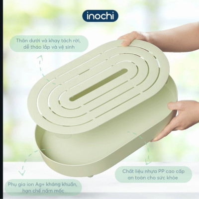 Khay úp cốc oval Inochi - Sano Tặng kèm hình dán sticker dễ thương