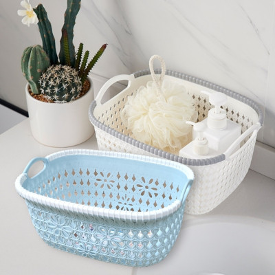 Rổ nhựa giả đan mây đựng đồ có quai cầm Giỏ nhựa đan Hàn Quốc nhựa MS 3378 & 3377