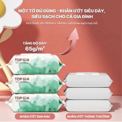 Thùng khăn ướt TopGia ban mai 80tờ mềm mại không mùi không chứa chất bảo quản,không chứa parabens
