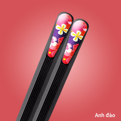 Combo 5 Đôi Đũa Thủy Tinh Đầu Đũa Vạt Xéo Trang Trí Họa Tiết Nhật Bản Phủ Bóng 