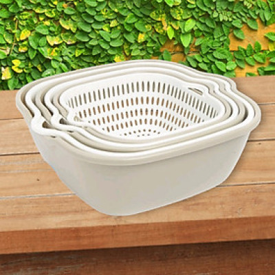 SET 3 BỘ THAU CHẬU RỔ NHỰA VIỆT NHẬT GỒM 3 RỔ 3 THAU CHẬU ( tặng móc dán inox to )