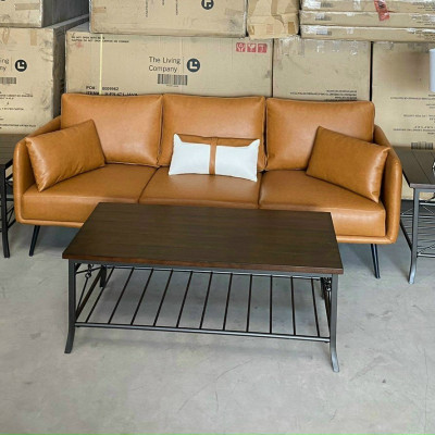 Sofa da xuất khẩu Tundo màu cam đất 200 x 85 x 85 cm