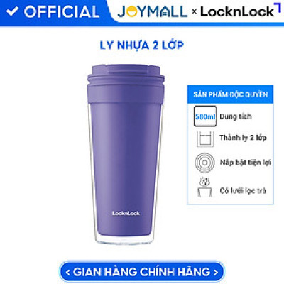 (Độc quyền JoyMall) Ly nhựa LocknLock 2 lớp HAP519 580ml phiên bản màu xanh - Hàng chính hãng nắp bật có lưới lọc trà- JoyMall