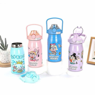 Bình Giữ Nhiệt Hình Thú Inox 316 1000ml Có Quai Xách, Nắp Bật Tiện Lợi - Giữ Nóng Lạnh Lâu Dài - Giao Hoạ Tiết Ngẫu Nhiên - HÀNG CHÍNH HÃNG MINIIN