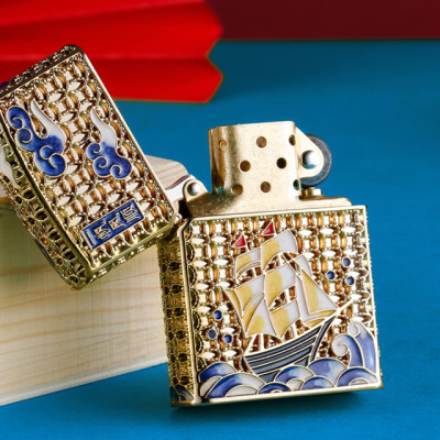 Vỏ Hột Quẹt Bật Lửa Hộp Quẹt Xăng Đá Zorro Z-KJ1248 Họa Tiết Sơn Mài Thuyền Buồm - Dùng Xăng Bấc Đá Cao Cấp