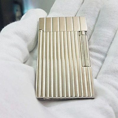 Vỏ Hột Quẹt Bật Lửa Ga Đá ST Upon Hồng Kông Kẻ Dọc So Le Màu Trắng D107T