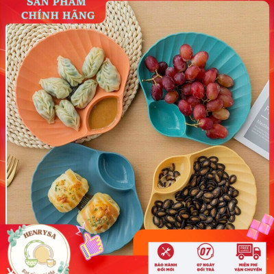 Đĩa nhựa hình sò đựng thức ăn, trái cây,... có ngăn để đồ chấm tiện dụng - Henrysa (Màu ngẫu nhiên)