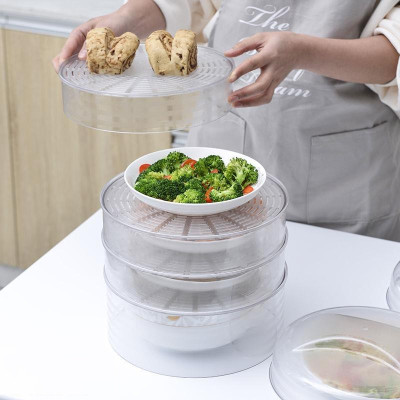 Lồng bàn Nhà của Mẹ giữ nhiệt, chống bụi, côn trùng 4 tầng, 5 ngăn (thiết kế lỗ hở giữa các ngăn) chất liệu nhựa PP trong suốt cao cấp