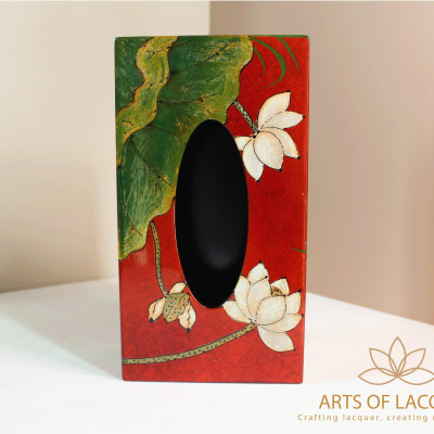 Hộp Đựng Khăn Giấy Sơn Mài Hoa Sen