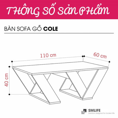 Bàn gỗ cafe bàn trà phòng khách SMLIFE Cole