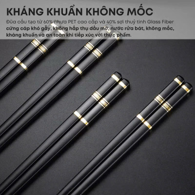 Combo 30 Đôi Đũa 3 Sọc Mạ Vàng Hình Cô Gái Nhật Bản Kháng Khuẩn Chịu Nhiệt - Hàng chính hãng