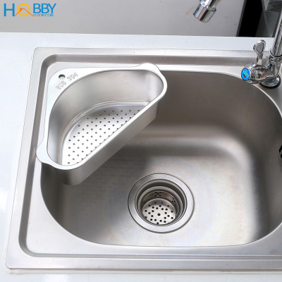 Rổ treo góc chậu rửa chén đa năng Inox 304 Hobby Home Decor KGC1 - kèm sticker và keo dán tiện dụng
