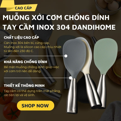 Muỗng xới cơm chống dính tay cầm inox 304 DandiHome