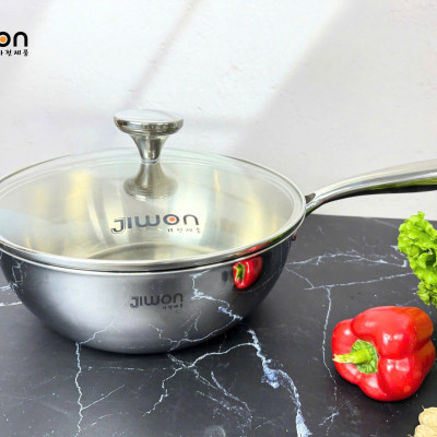 Chảo inox cao cấp Jiwon JW-IN316 size 22/24/26cm Nano Cool không cần tôi chảo chống dính vượt trội.