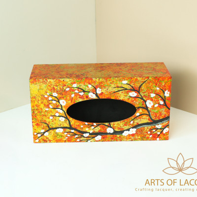 Hộp Giấy Da Cam Họa Tiết Hoa Mai