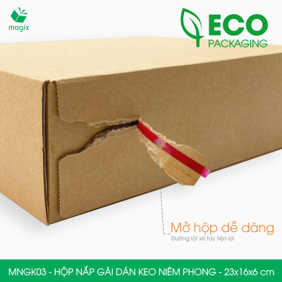MNGK03 -  23x16x6cm - COMBO 100 HỘP CARTON NẮP GÀI HÔNG CÓ KEO NIÊM PHONG - THÙNG HỘP CARTON ĐÓNG HÀNG