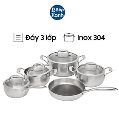 Bộ nồi inox cao cấp 3 lớp Malloca SA-2041 (9 món)