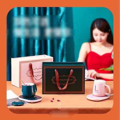 Ly hâm nóng cafee , đồ uống  ,kèm đế điện và thìa mạ vàng cao cấp kèm hộp đựng sang trọng 
