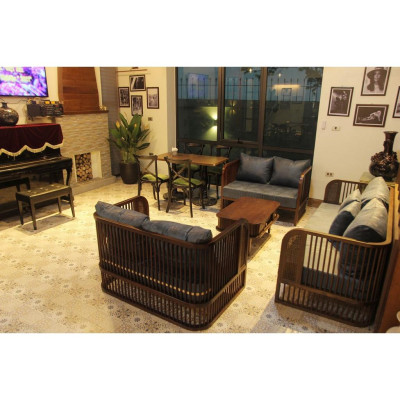 Sofa Indochine tay mây (Rustic) - Sofa khung nan gỗ kết hợp đan mây tự nhiên.Hàng gia công tỉ mỉ, chất lượng xuất khẩu