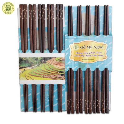 10 Đôi Đũa Gỗ Đen Cẩn Dây Đàn - Đồ Gỗ Nhà Bếp Thương Hiệu Trường Sơn