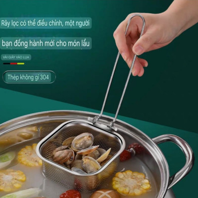 CHAO VỚT VỢT RÂY LỌC LỖ THOÁT MỊN CÔNG NGHỆ CNC CHUYÊN DỤNG LẨU - INOX 304 - CHAO LỌC TAY CẦM GẬP LẠI, ĐƯỢC 4 VỊ TRÍ / CẠNH TREO TIỆN LỢI