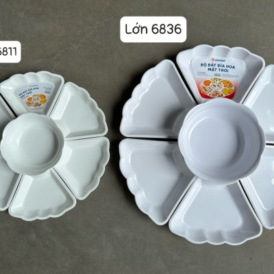 Bộ Bát Đĩa Hoa Mặt Trời 6836 Việt Nhật Loại Lớn - Bộ Bát Đĩa Bày Cỗ 